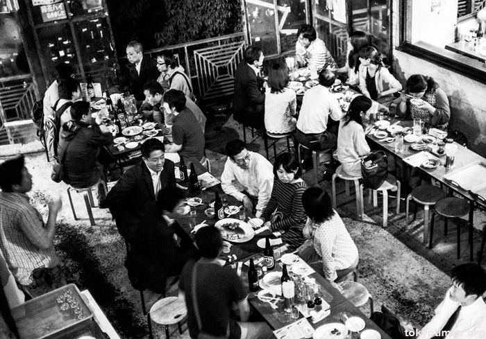 Japanese drinkers in a traditional bar