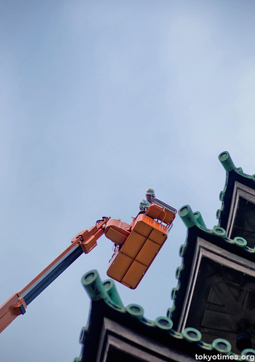 A pagoda being repaired