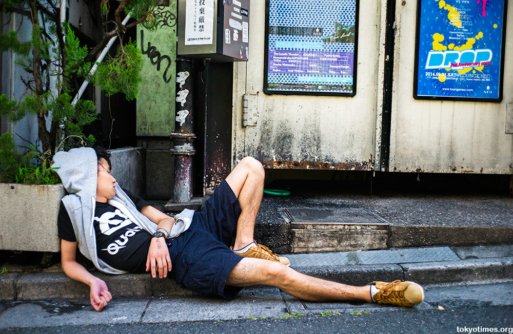 Drunk and asleep on a Tokyo street