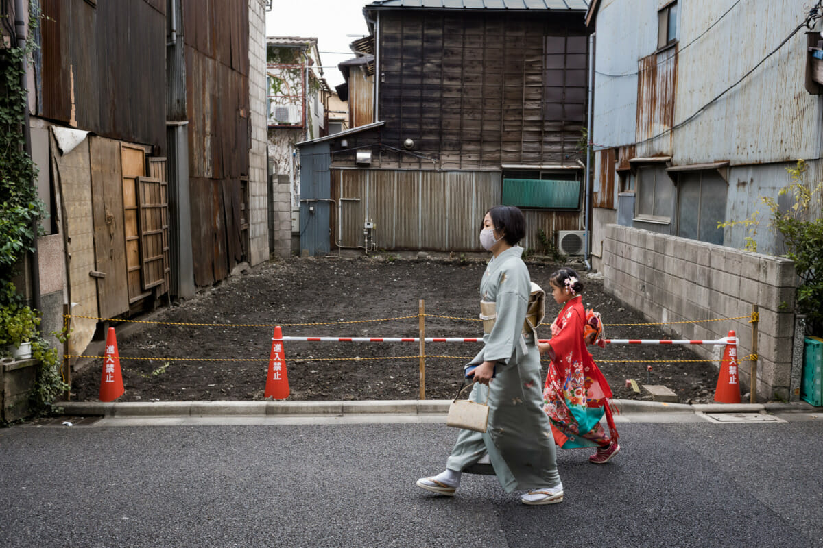Tokyo kimonos and patched up buildings