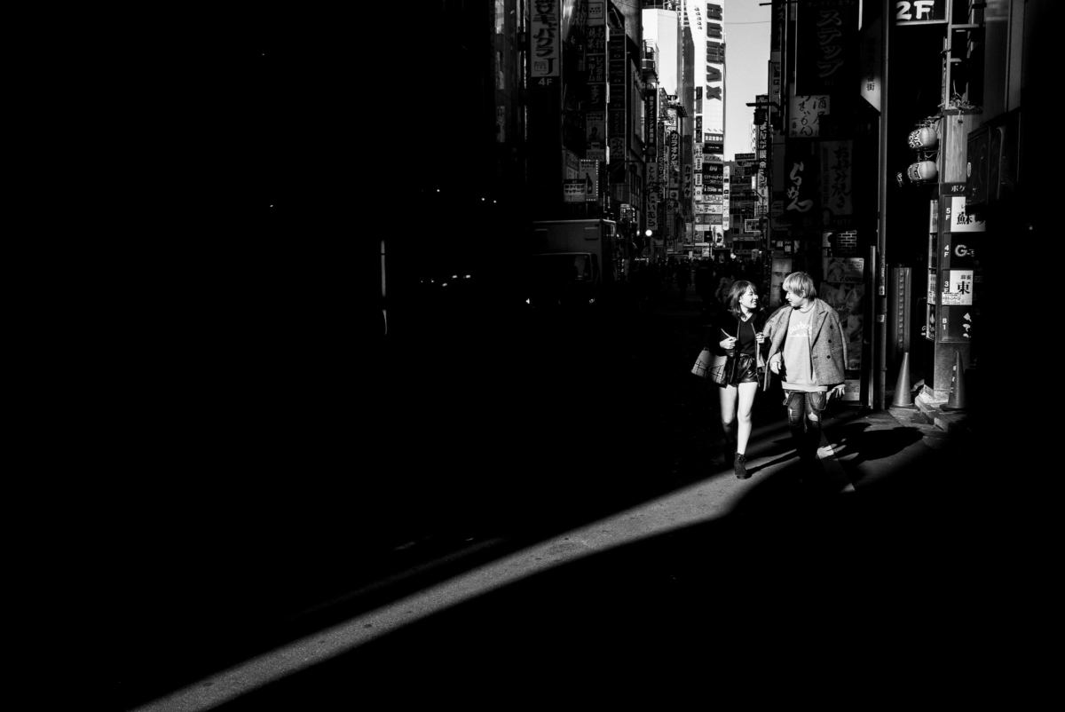 a happy young Tokyo couple in the light