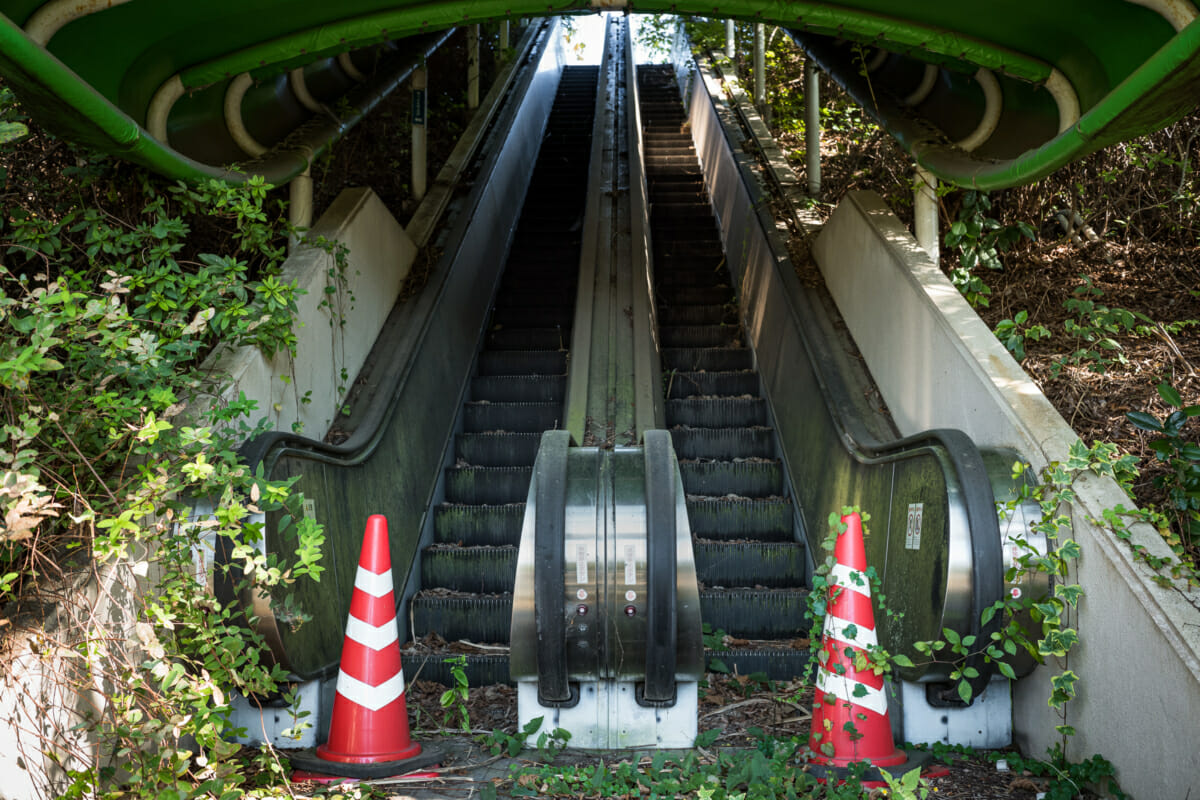 An abandoned and overgrown Japanese theme park