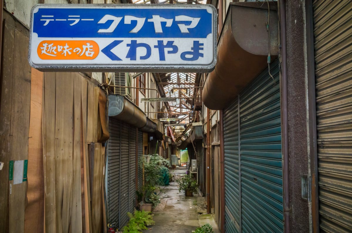 The overgrown beauty of a long abandoned Japanese shopping arcade