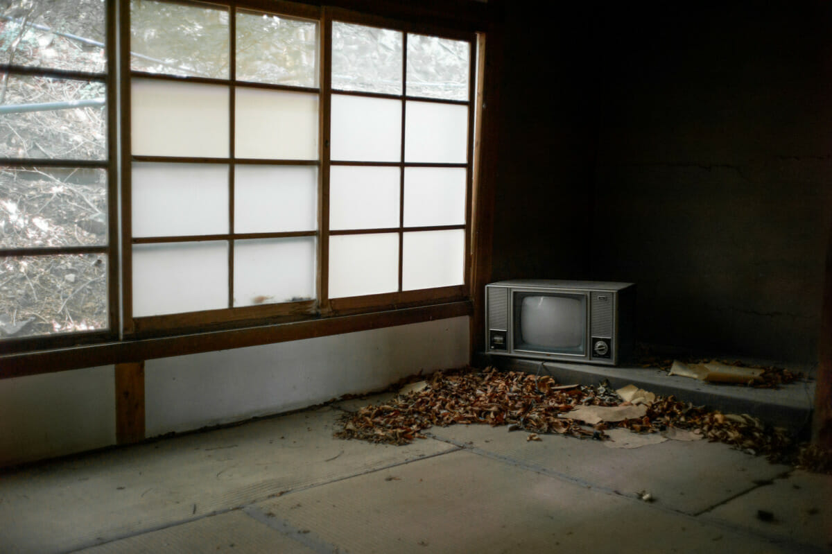 old and long-abandoned Japanese televisions