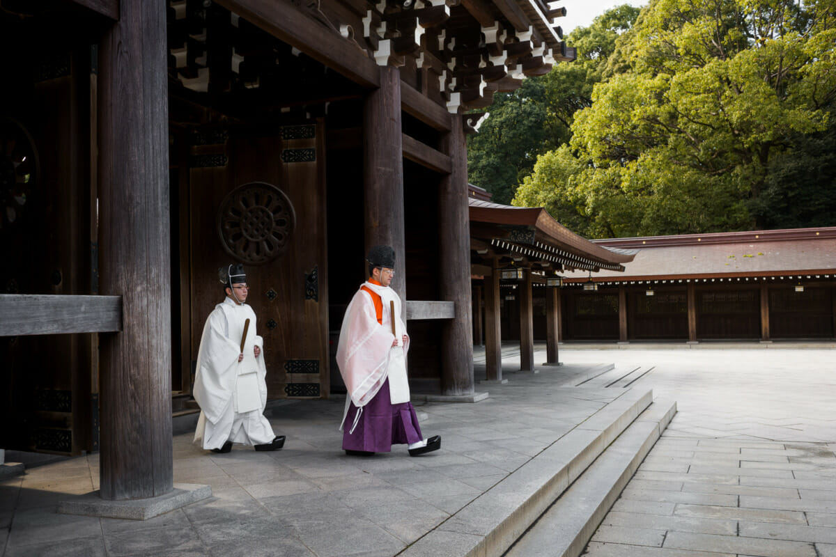 Japanese Shinto priests in Tokyo