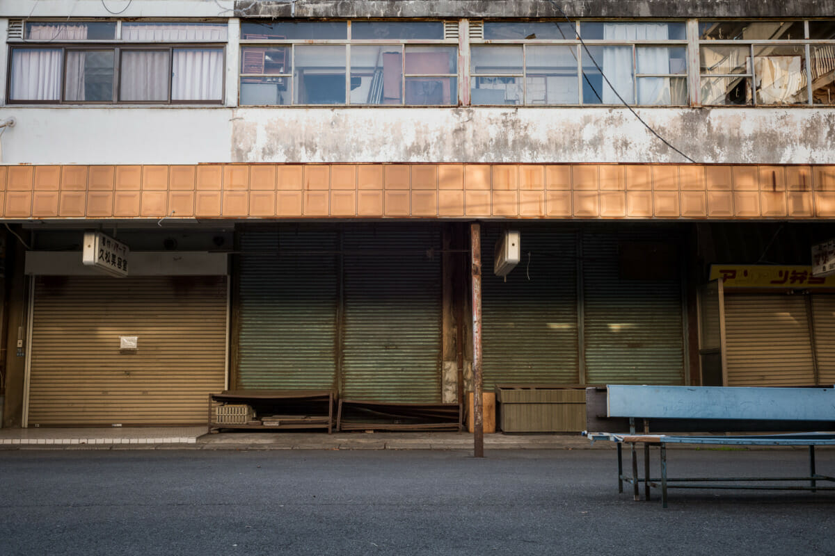 a shuttered Tokyo shopping street