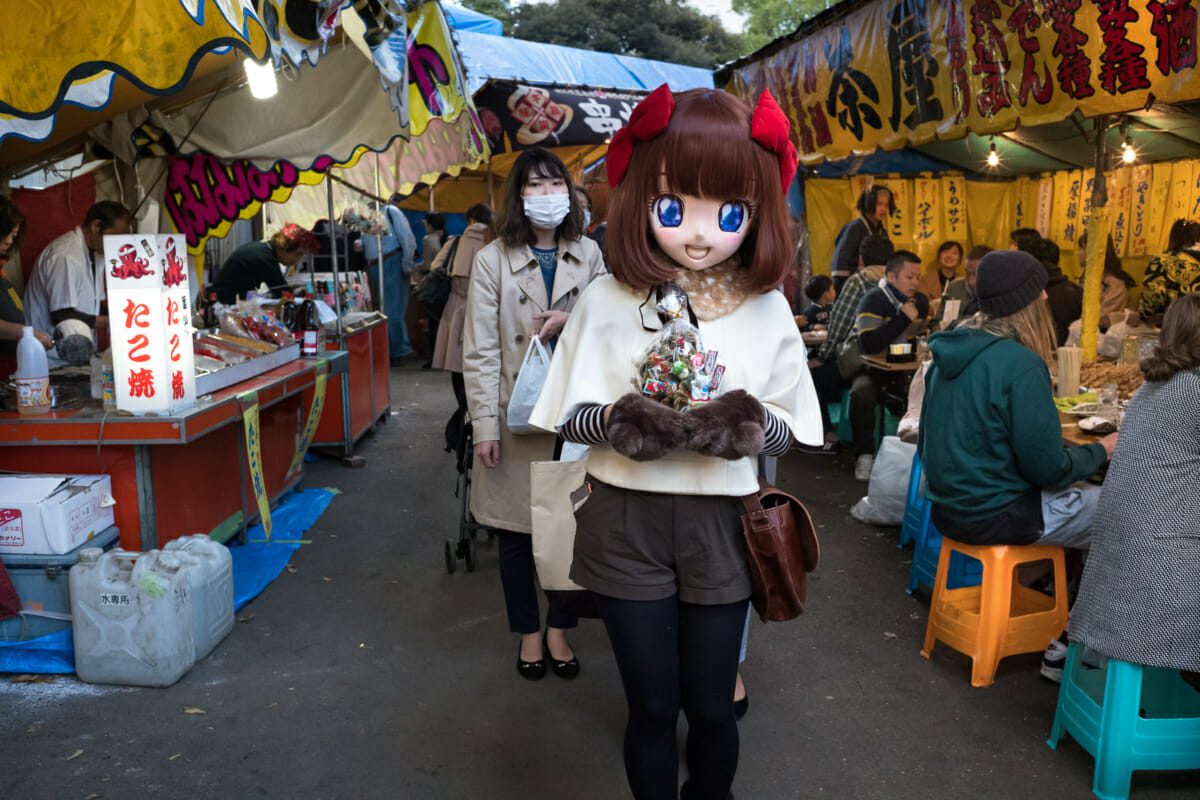 Animegao kigurumi cosplay at a Tokyo festival